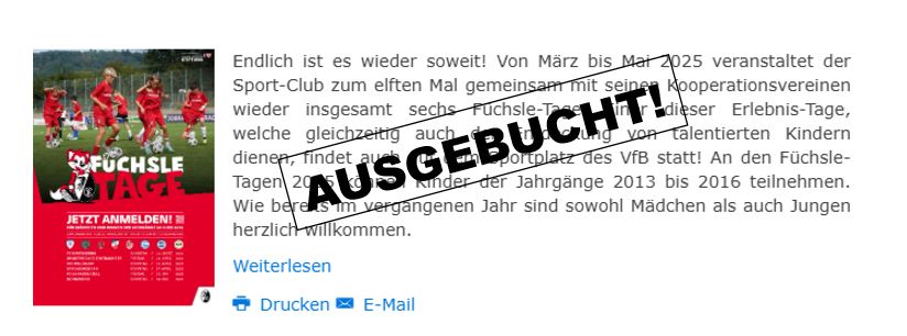 Füchsletag 2025 ist schon ausgebucht